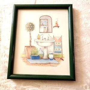 Framed Bathroom Drawing by Carol Gear
